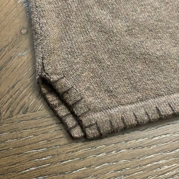 Rafaella brown scoop neckline long sleeve pullover woven knit sweater - Picture 12 of 16